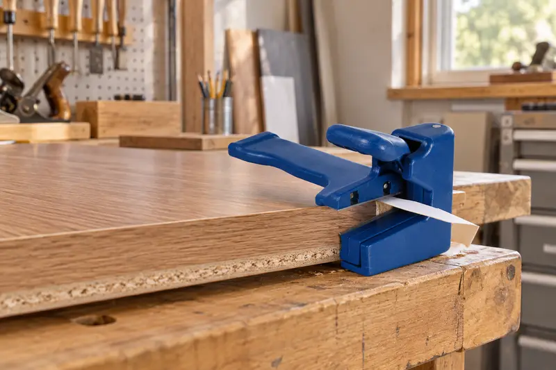 Edge Banding Trimmer Set — Narrow Workshop Layout