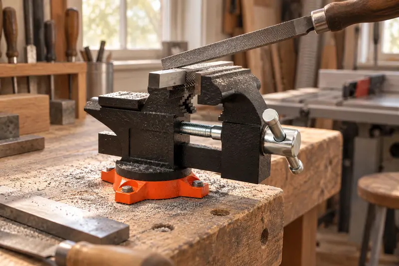 Swivel Base Bench Vise — Dusty Filing Session