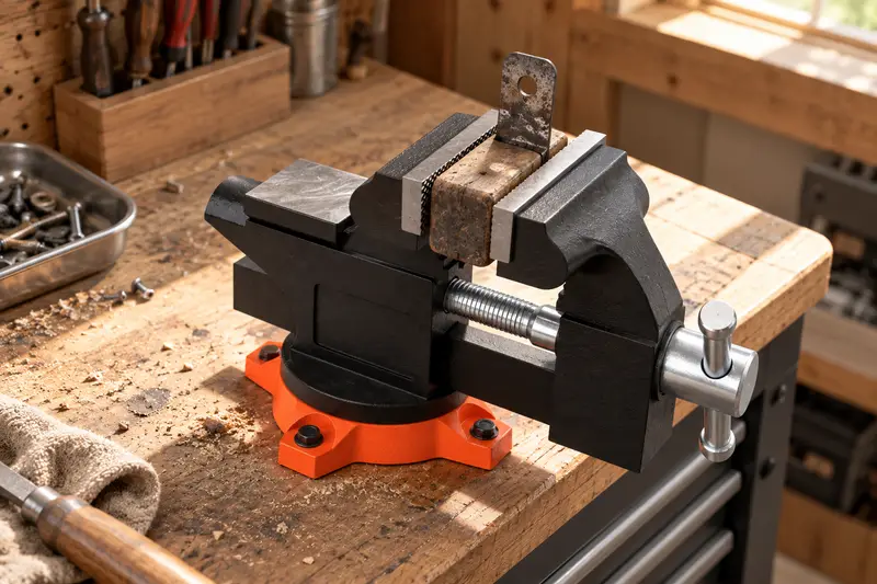 Swivel Base Bench Vise — Compact Repair Corner