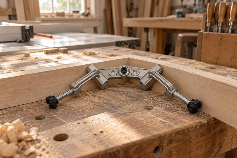 Adjustable Corner Clamp — Dusty Workshop Setup