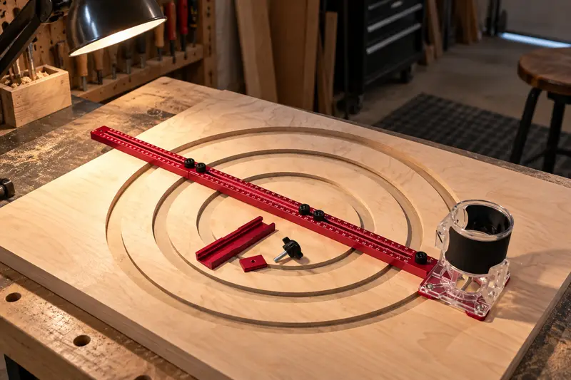 Router Circle Cutting Jig — Dim Garage Layout