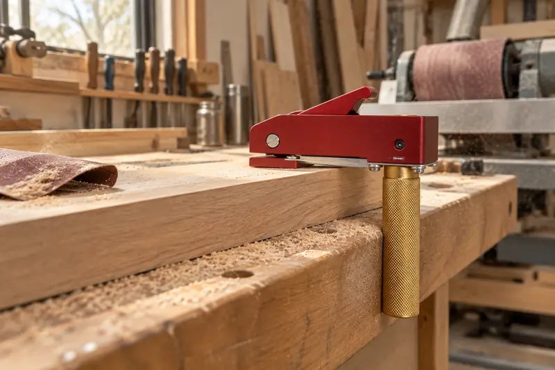 Workbench Hold-Down Clamp — Sanding Wooden Stock