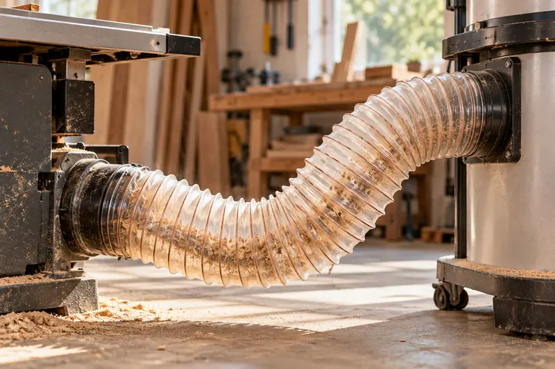 Clear Dust Collection Hose — During Dust Transfer
