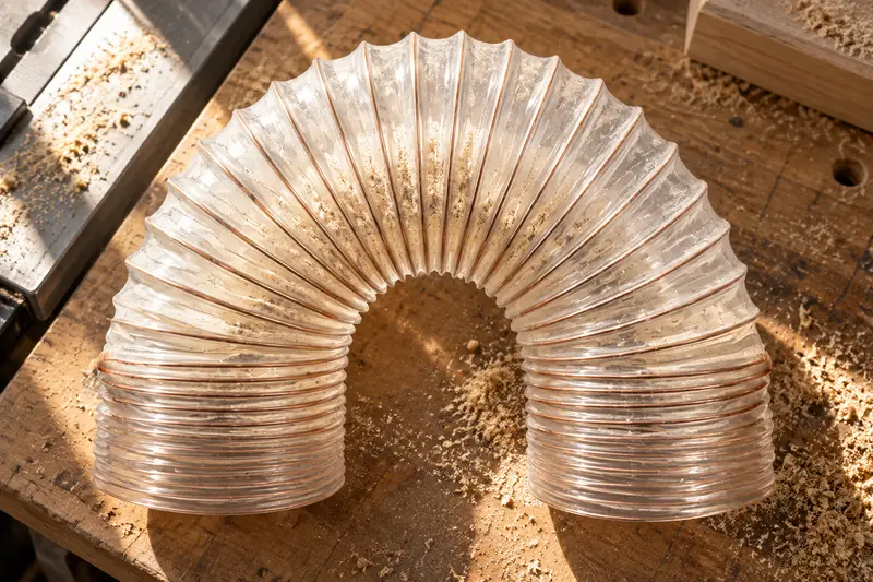Clear Dust Collection Hose — After Dusty Work