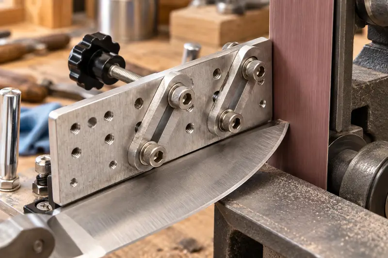 Belt Grinder Knife Sharpening Jig — Crowded Workshop Bench