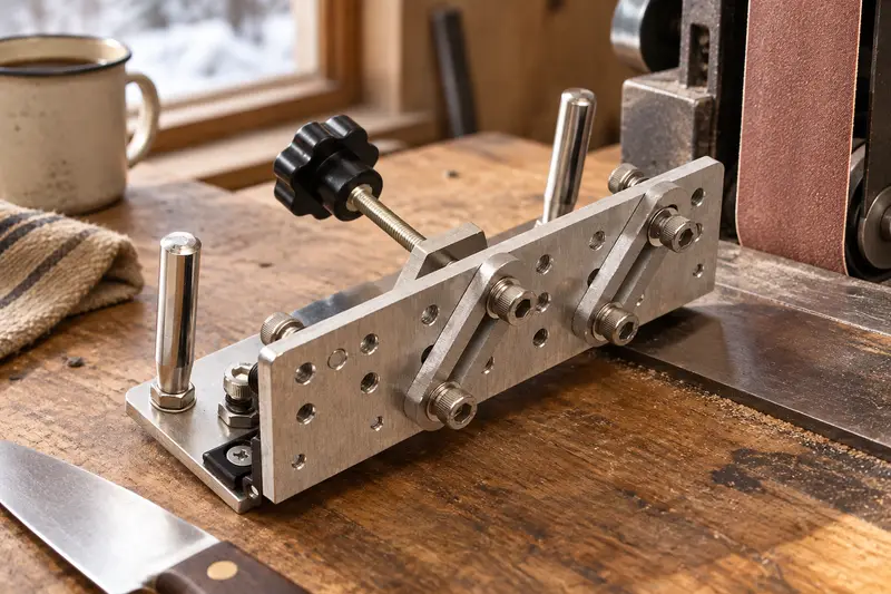Belt Grinder Knife Sharpening Jig — Cold-Day Shop Work