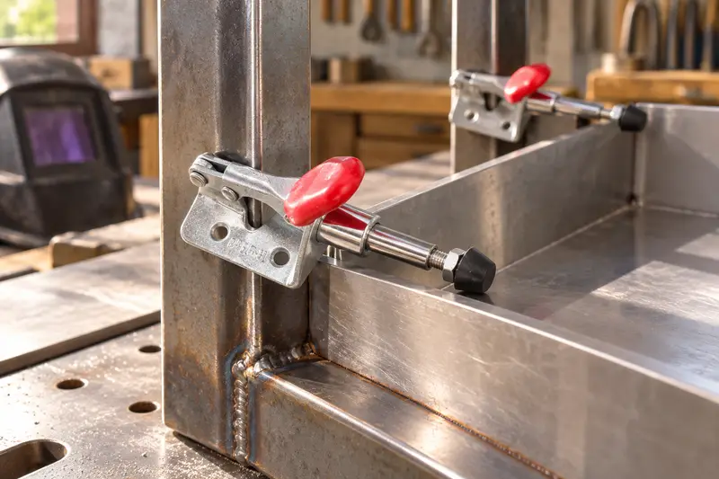 Plunger Toggle Clamp — Confined Welding Setup