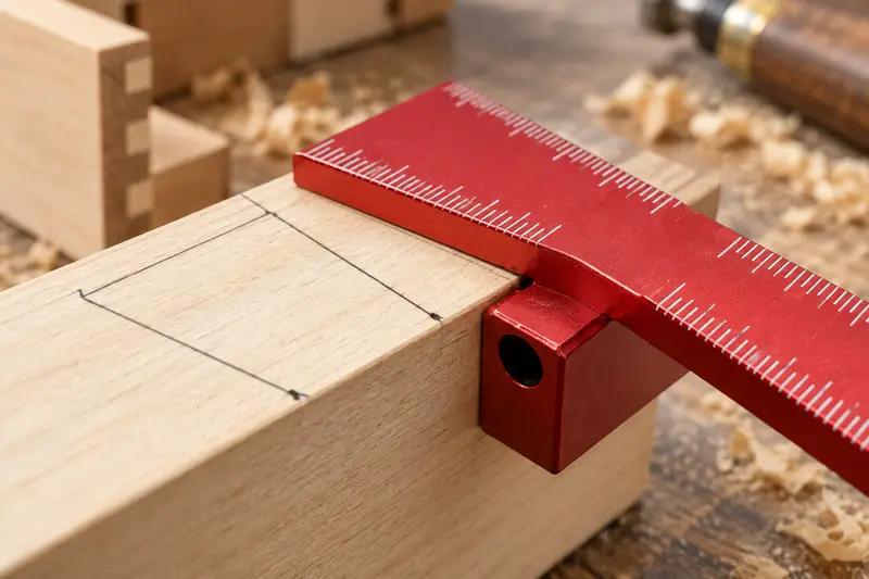 Dual-Ratio Dovetail Marker — Drawer Corner Layout