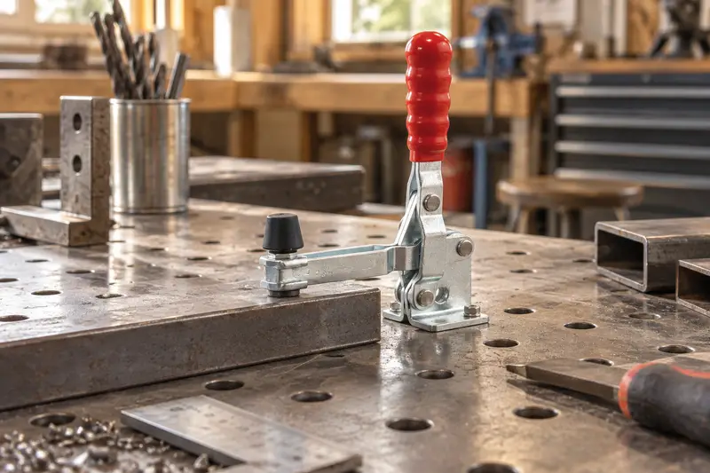 Vertical Toggle Clamp — Crowded Metalworking Station