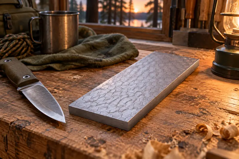 Double-Sided Diamond Sharpening Plate — Camp Knife Maintenance