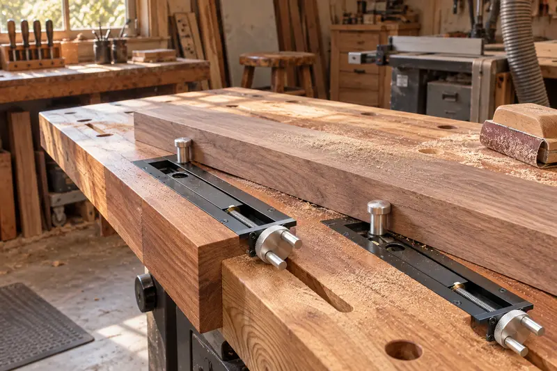 Workbench Tail Vise — Dusty Hand-Sanding Sessions