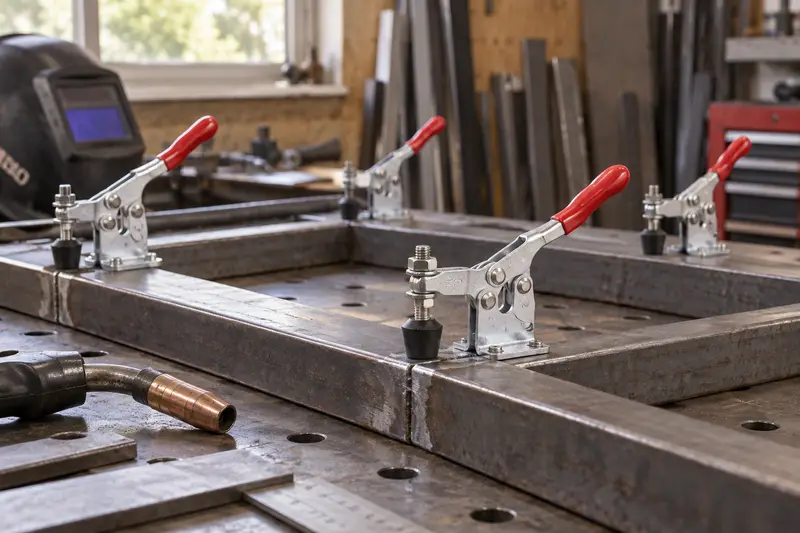 Horizontal Toggle Clamps — Crowded Welding Setup